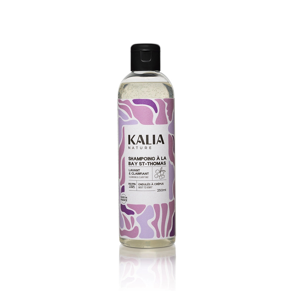 Shampoing à la Bay St. Thomas Kalia Nature – soin fortifiant et purifiant pour renforcer et revitaliser les cheveux texturés.