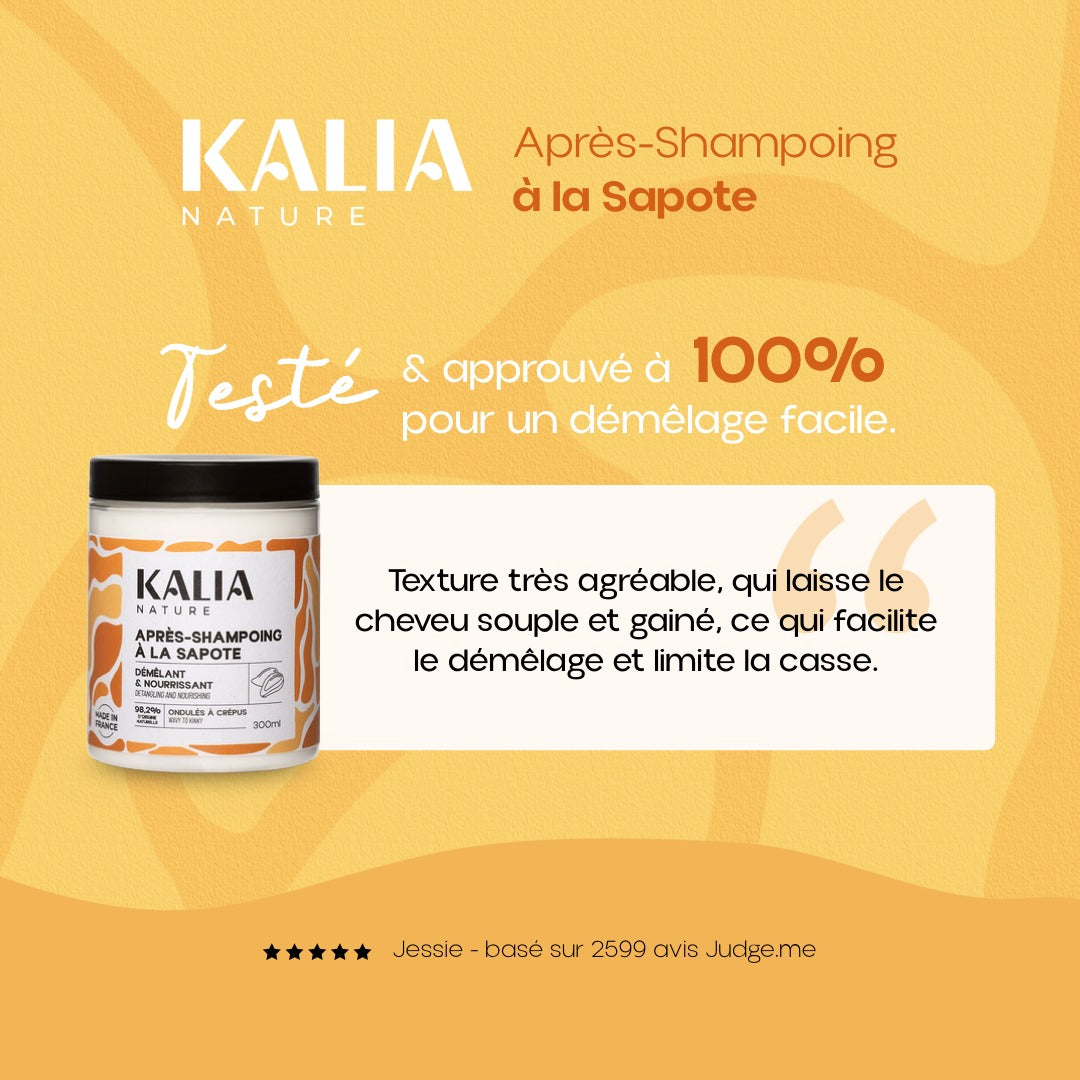avis client sur le produit après-shampoing à la sapote : approuvé à 100% pour un démêlage facile