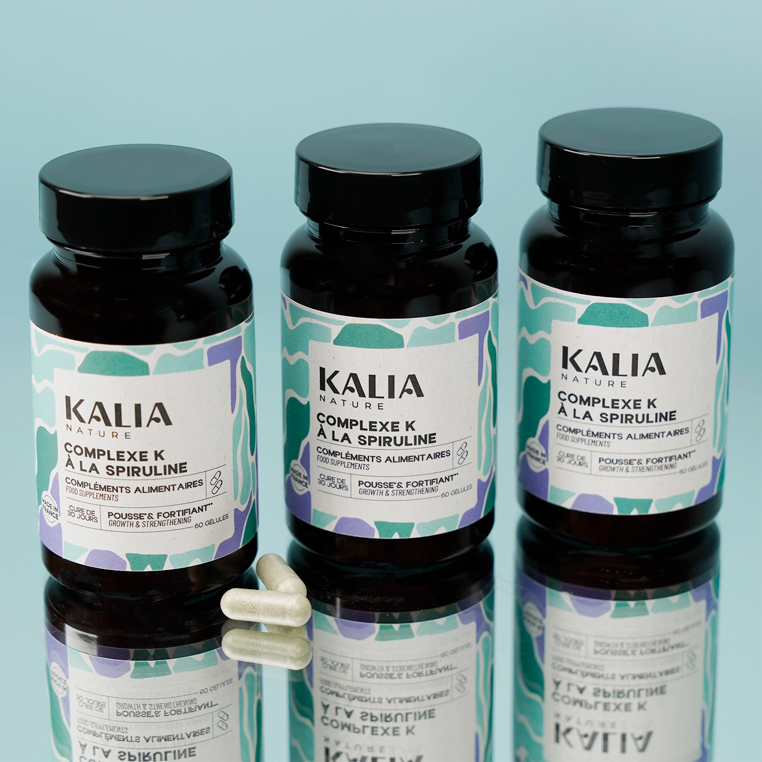Photo produit de la nouvelle cure de 3 mois Complexe K à la spiruline - Kalia Nature