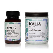 Routine in & out avec le complexe K à la spiruline et le masque coco-spiruline pour la pousse et la fortification de Kalia Nature