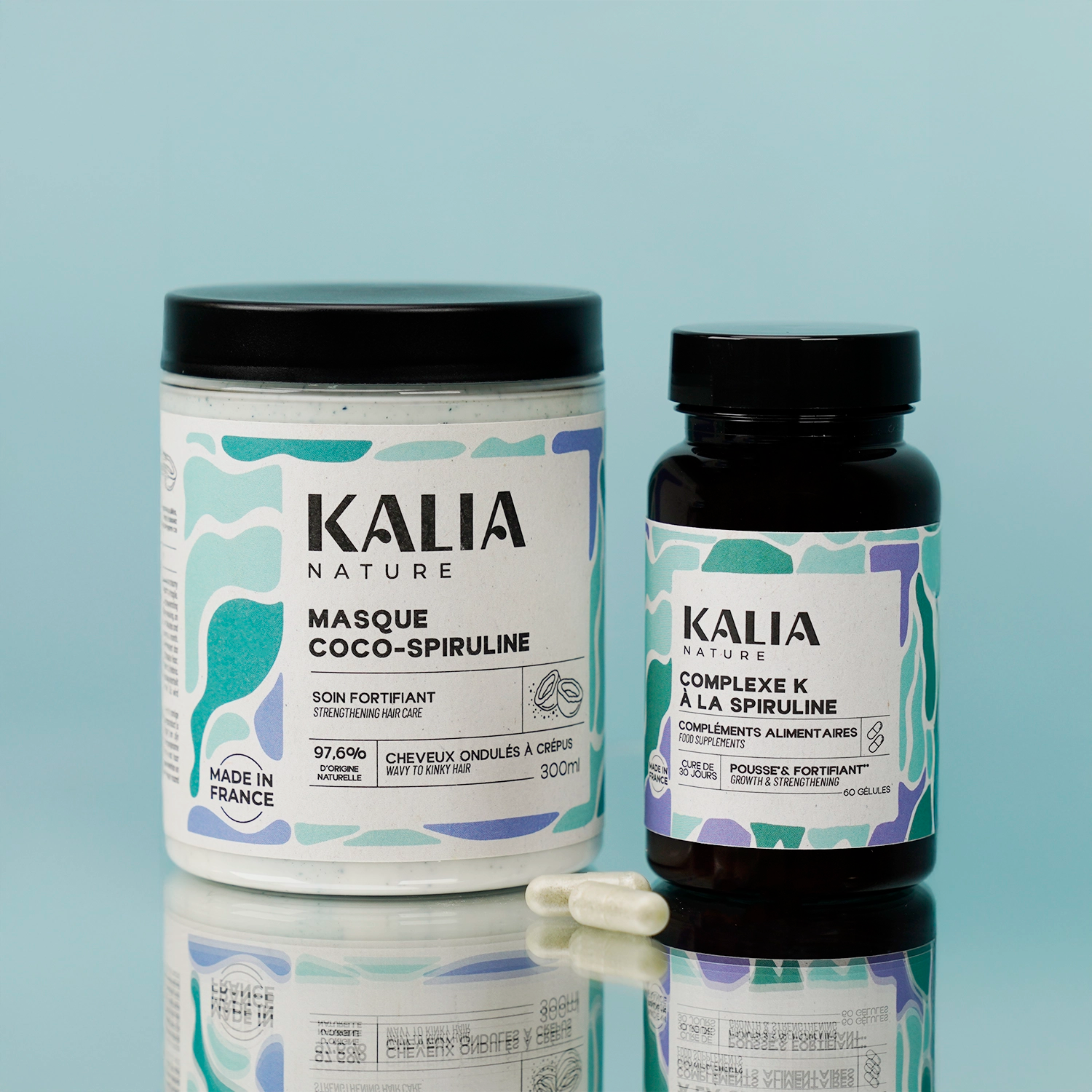Photo routine in and out Kalia Nature - complexe k et le masque coco-spiruline