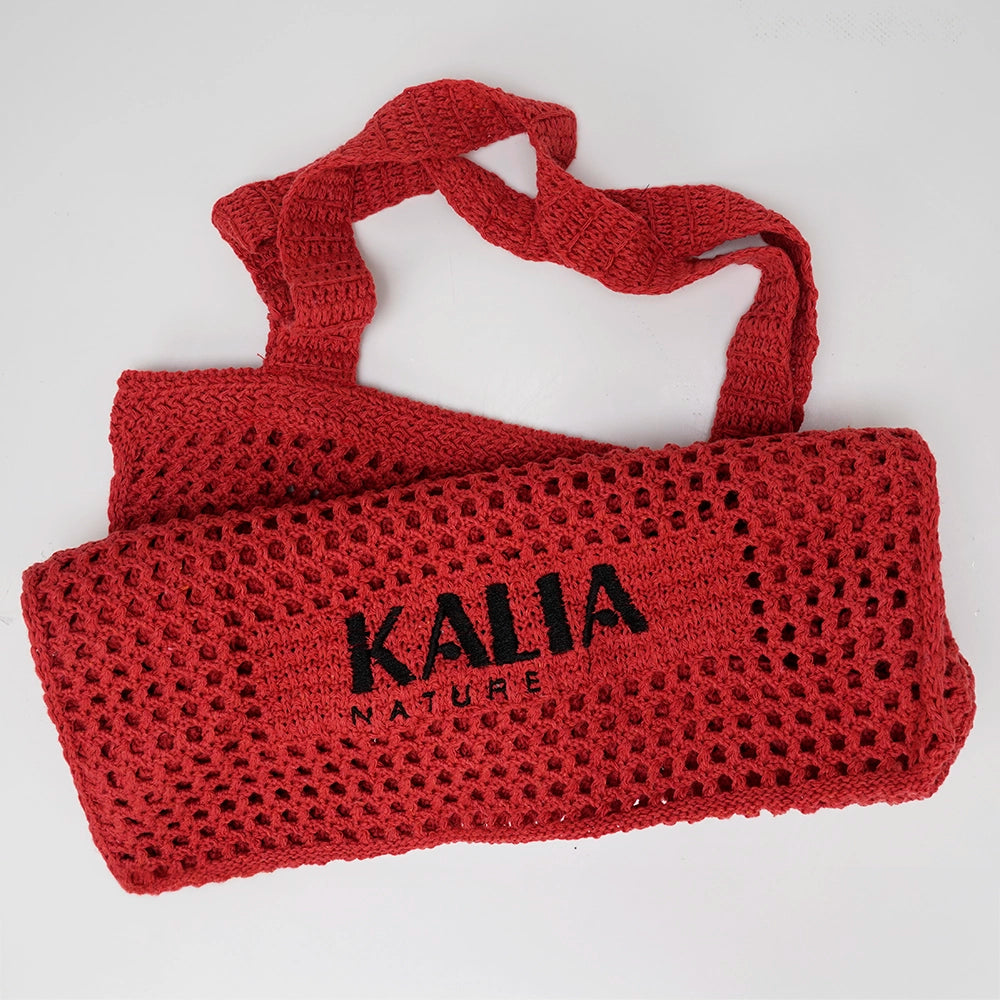 Sac Summer Toto Bag rouge Kalia Nature, en crochet, léger et élégant pour accompagner toutes tes journées d’été.